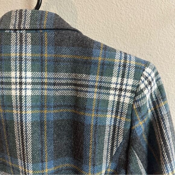 Vintage Paul Levy Plaid Wool Full Zip Blazer Jacket structured shoulders size 4 - Picture 2 of 8